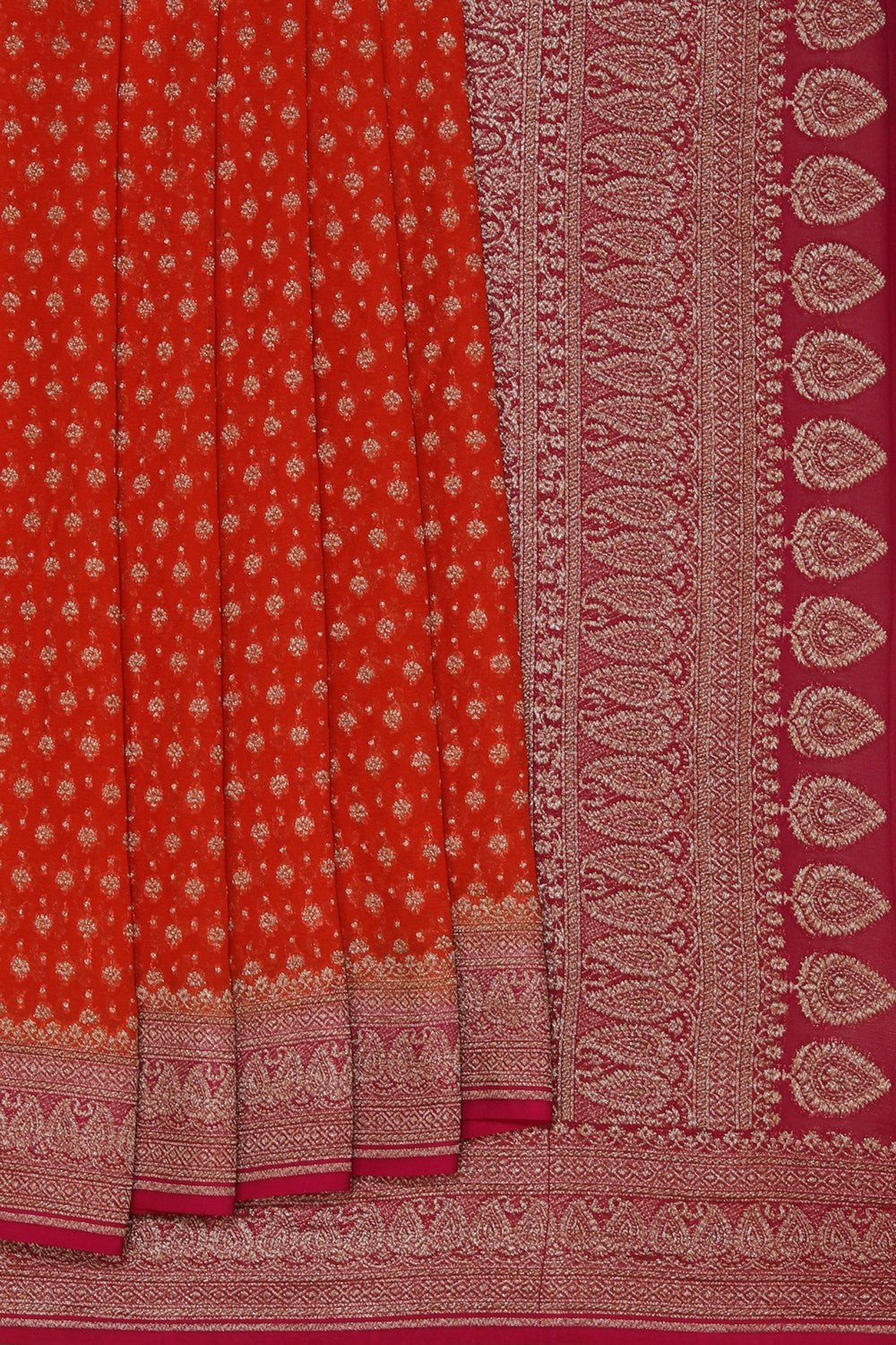 Banarasi Georgette Orange Saree