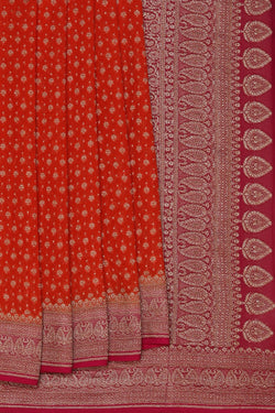 Image of Banarasi Georgette Orange Saree