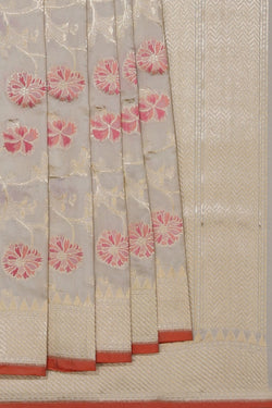 Image of Banarasi Silk Off-White Saree