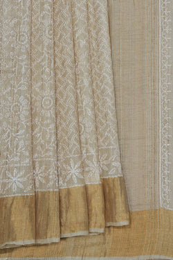 Image of Bhagalpur Tussar Embroidery Saree