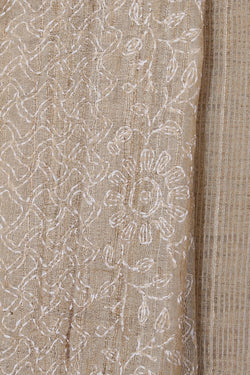 Image of Bhagalpur Tussar Embroidery Saree