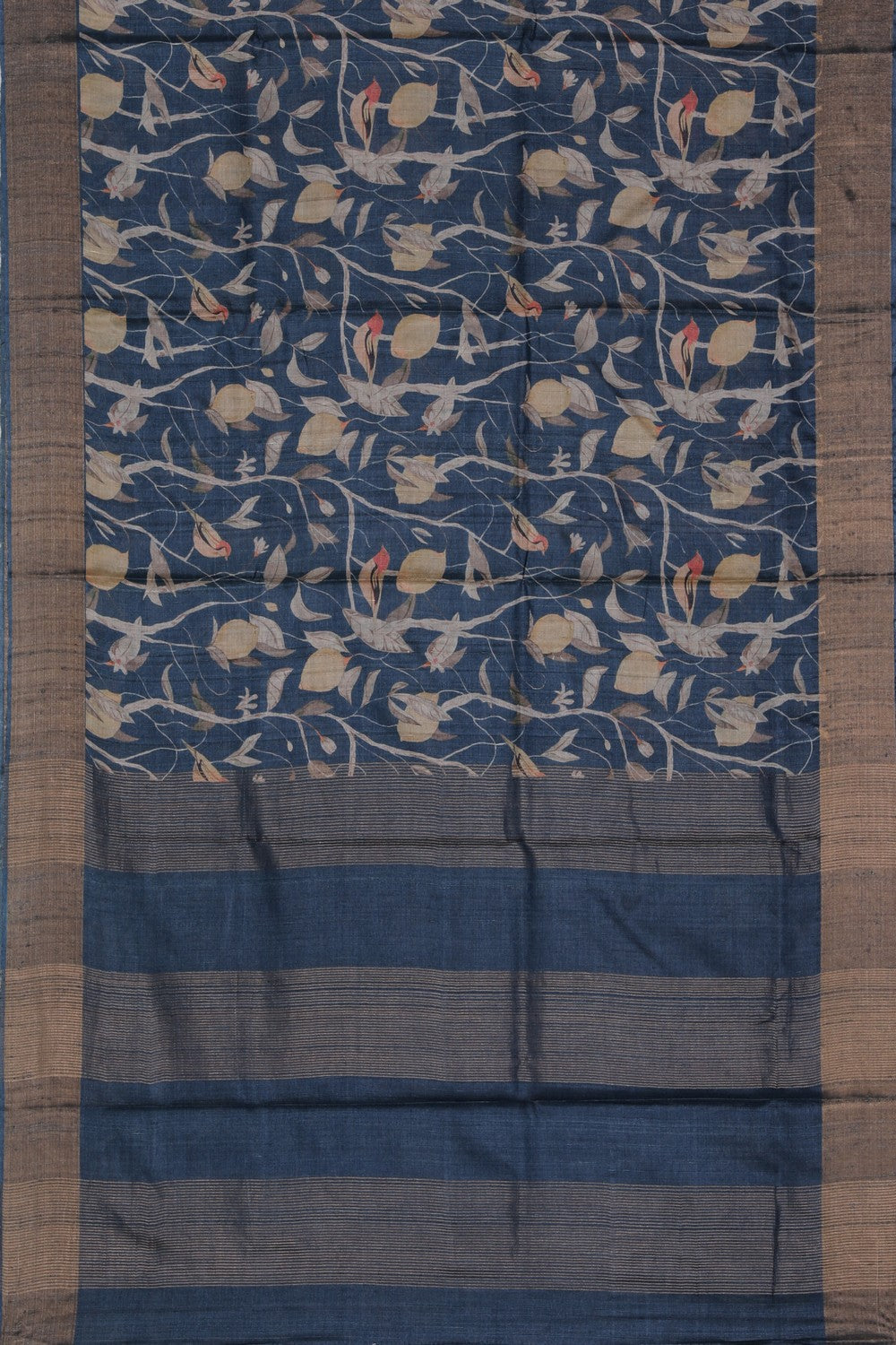 Bhagalpur Tussar Blue Saree