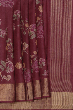 Image of Bhagalpur Tussar Plum Pink Saree