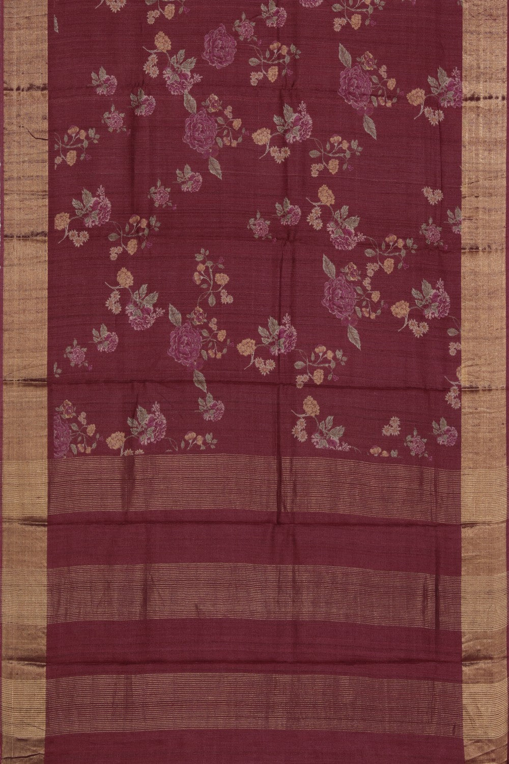 Bhagalpur Tussar Plum Pink Saree