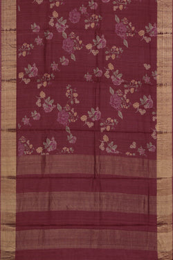 Image of Bhagalpur Tussar Plum Pink Saree