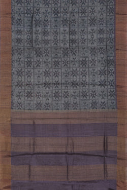 Image of Bhagalpur Tussar Silk Grey Saree