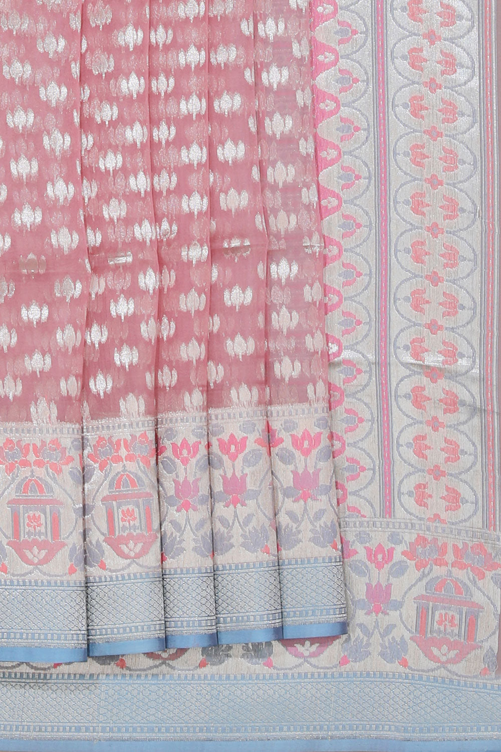 Kora Silk Onion-Pink Saree