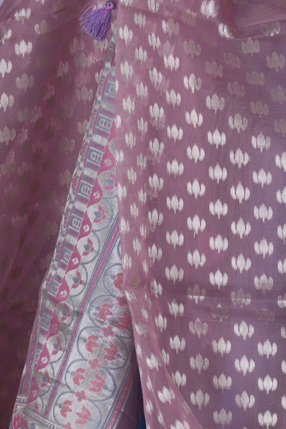 Kora Silk Onion-Pink Saree