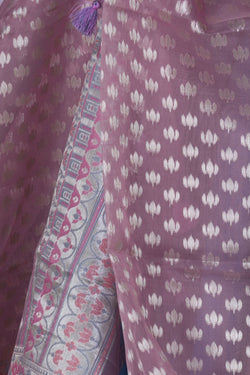 Image of Kora Silk Onion-Pink Saree