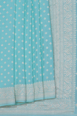 Image of Banarasi Crepe Silk Aqua Green Saree