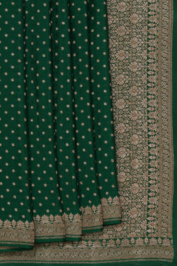 Image of Banarasi Crepe Silk Green Saree