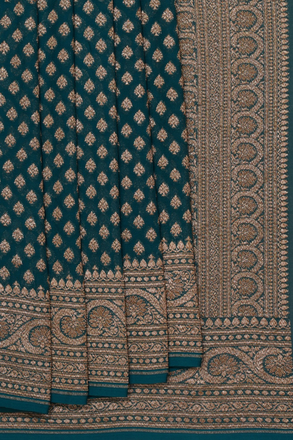 Banarasi Georgette Teal Blue Saree