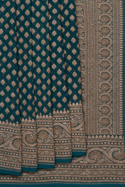 Image of Banarasi Georgette Teal Blue Saree