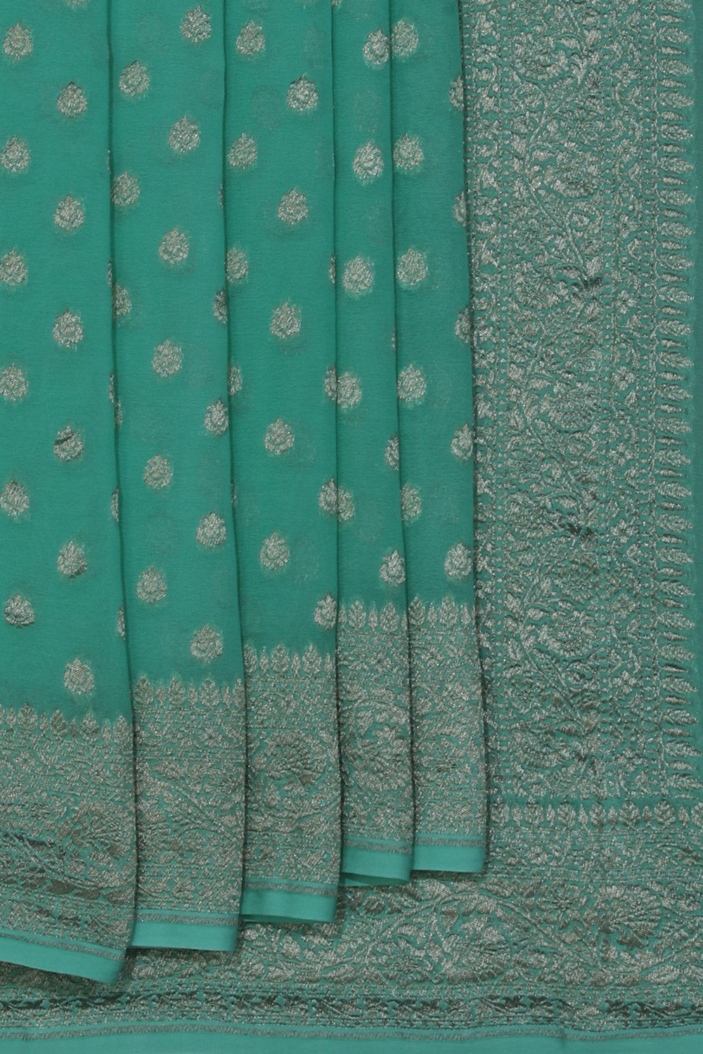 Image of Banarasi Georgette Aqua Green Saree
