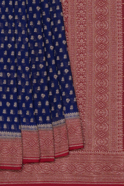 Image of Banarasi Georgette Indigo Blue Saree