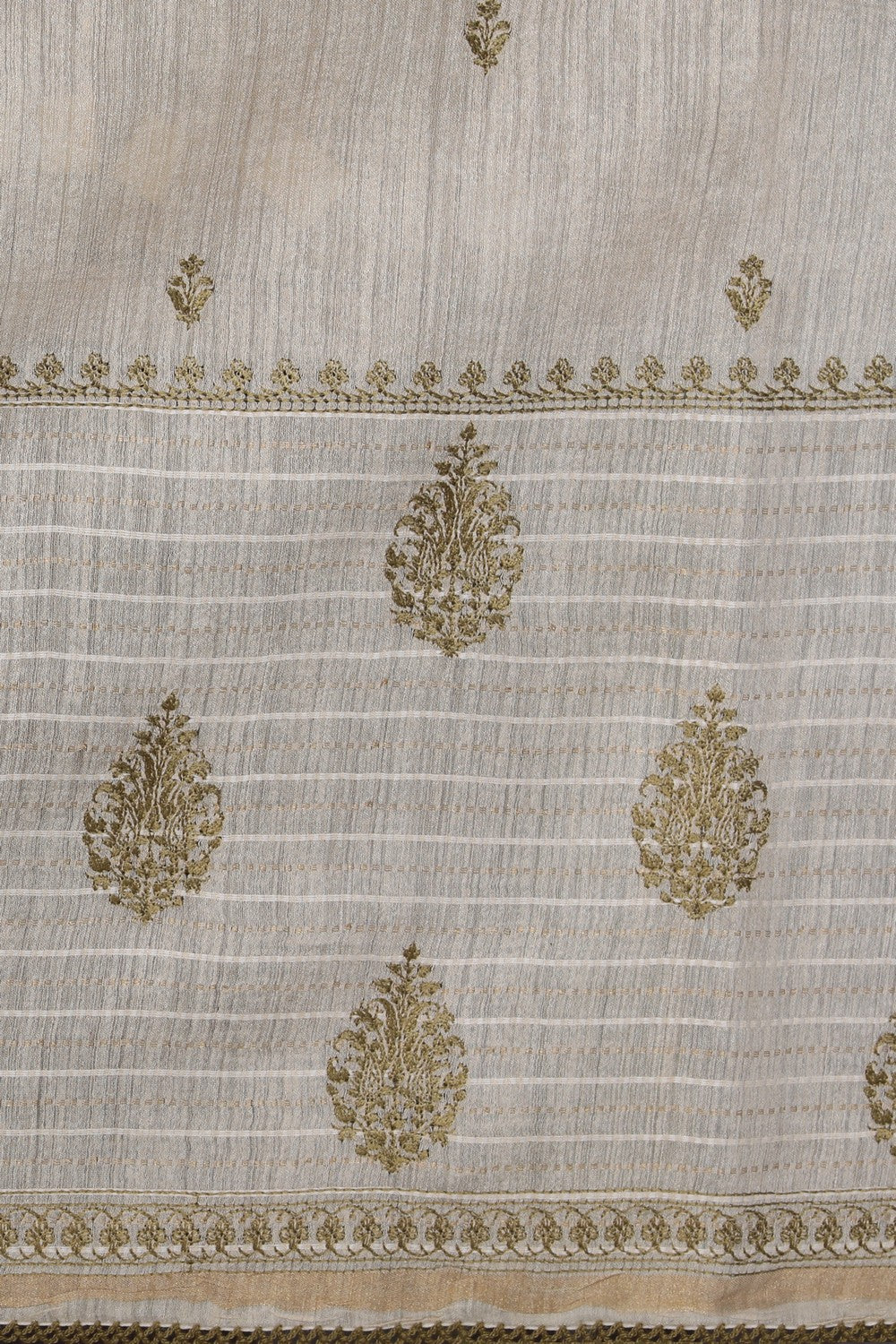 Tussar Embroidery Off-White Saree