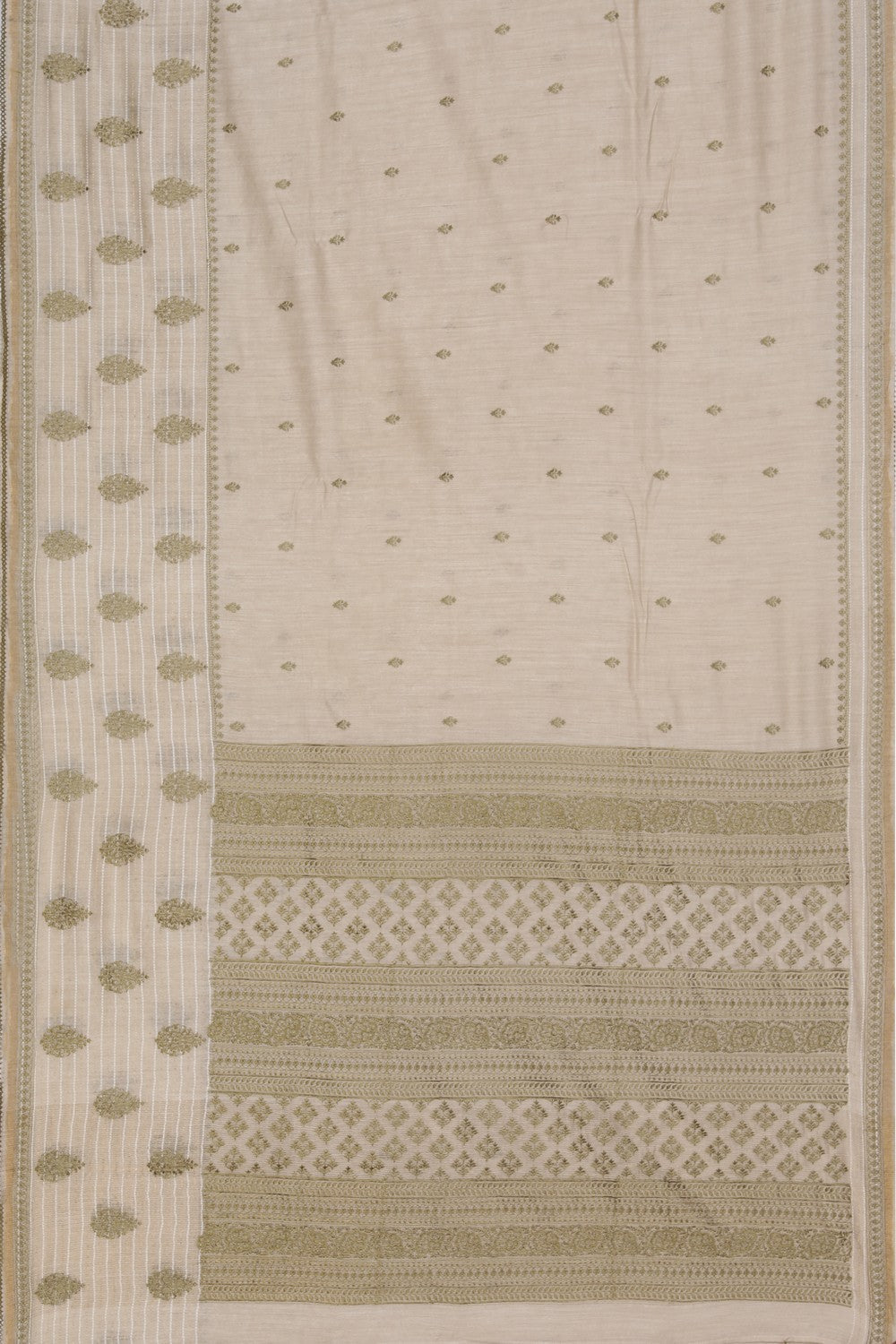 Tussar Embroidery Off-White Saree