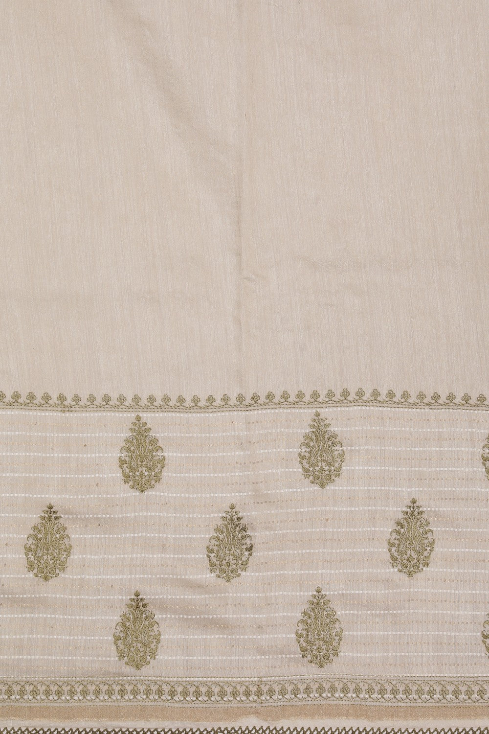 Tussar Embroidery Off-White Saree