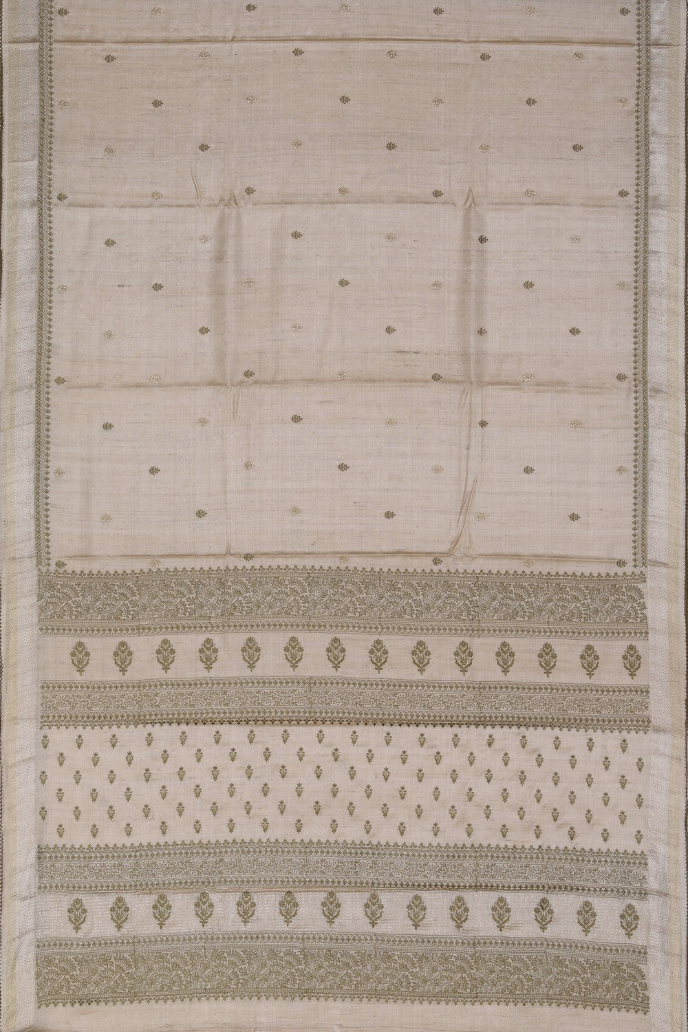 Tussar Embroidery Off-White Saree