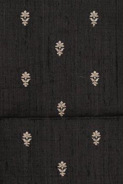 Image of Tussar Embroidery Black Saree