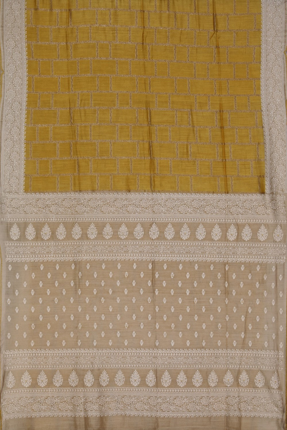 Tussar Embroidery Yellow Saree