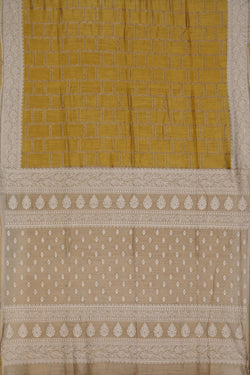 Image of Tussar Embroidery Yellow Saree