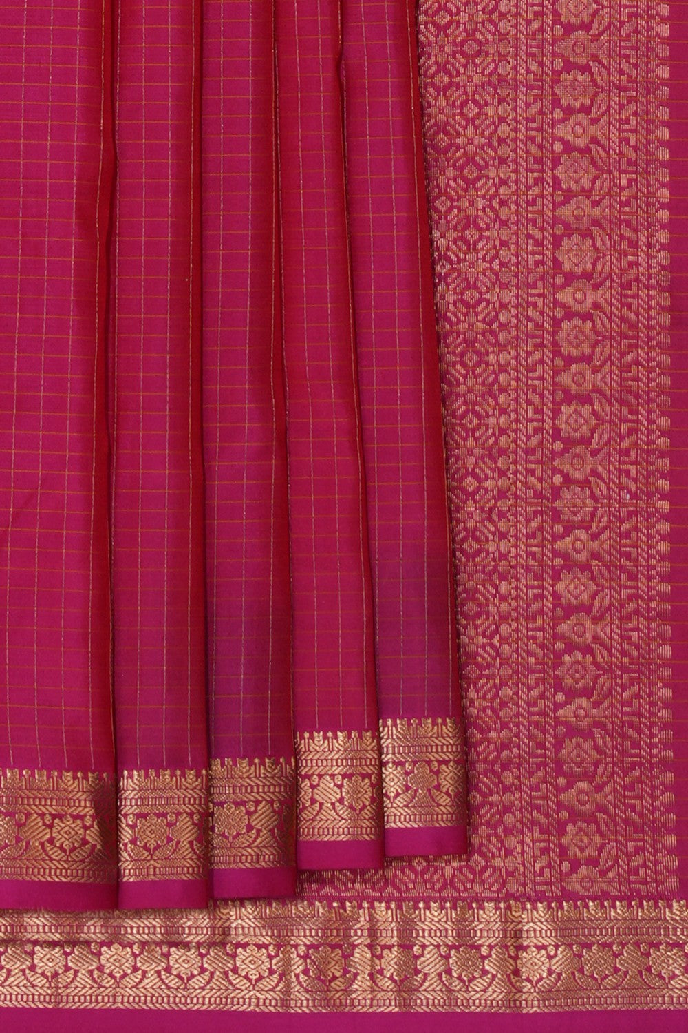 South Silk Fuchsia-Pink Saree