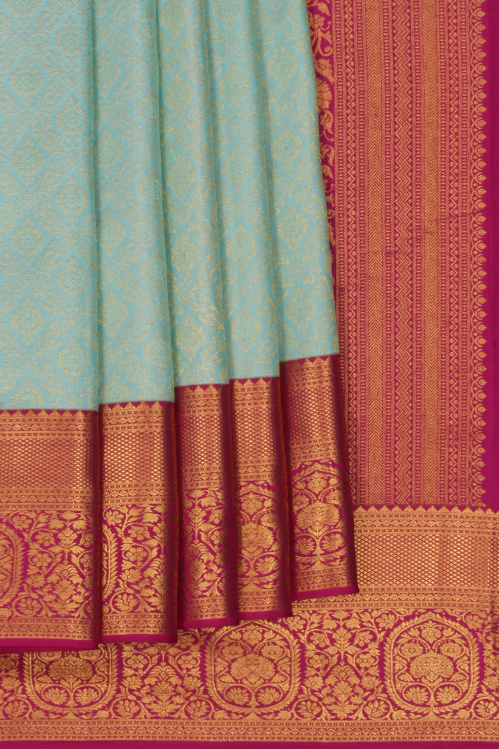 Kanchipattu Brocade Turquoise Green Saree