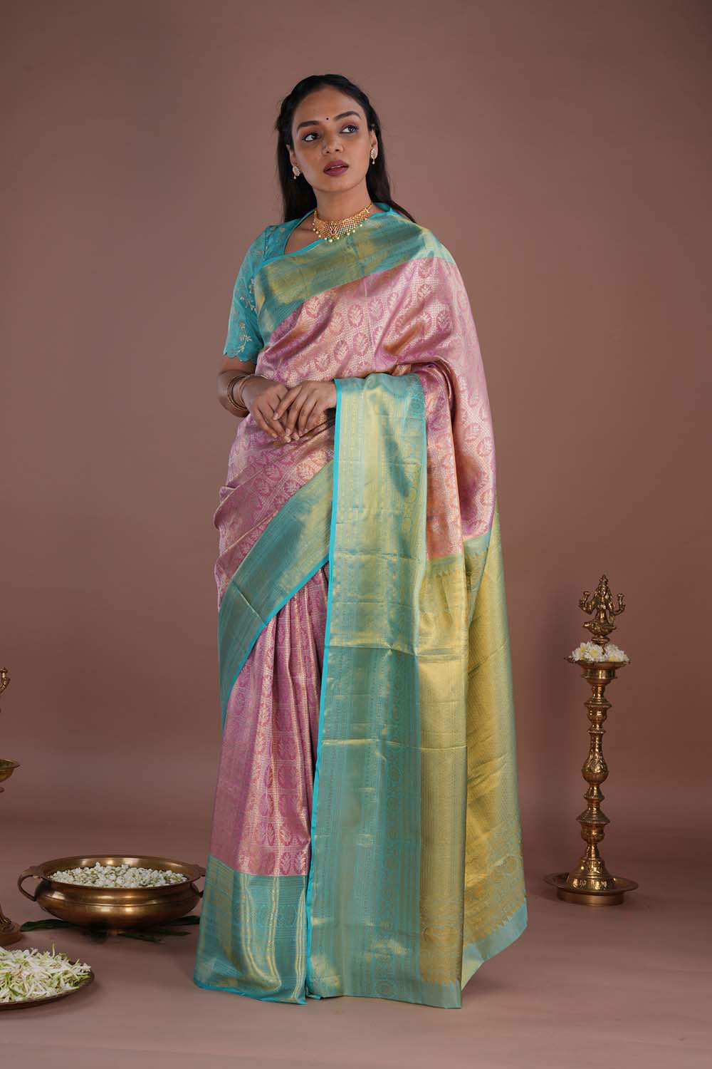 Image of Kanchipattu Brocade Pink Saree