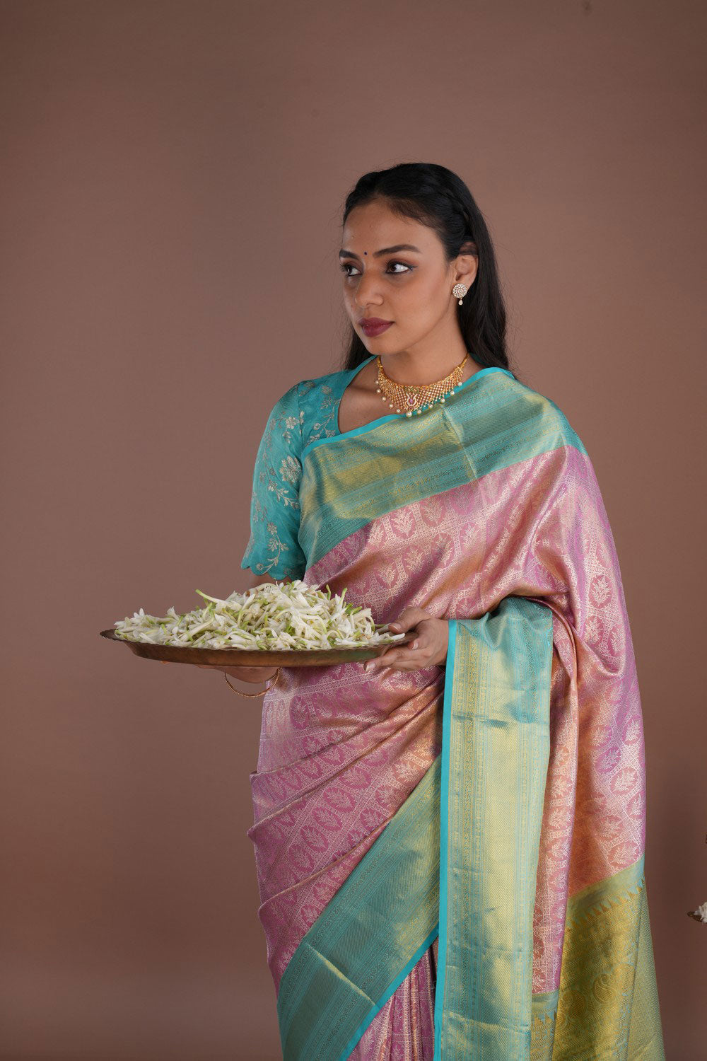 Image of Kanchipattu Brocade Pink Saree