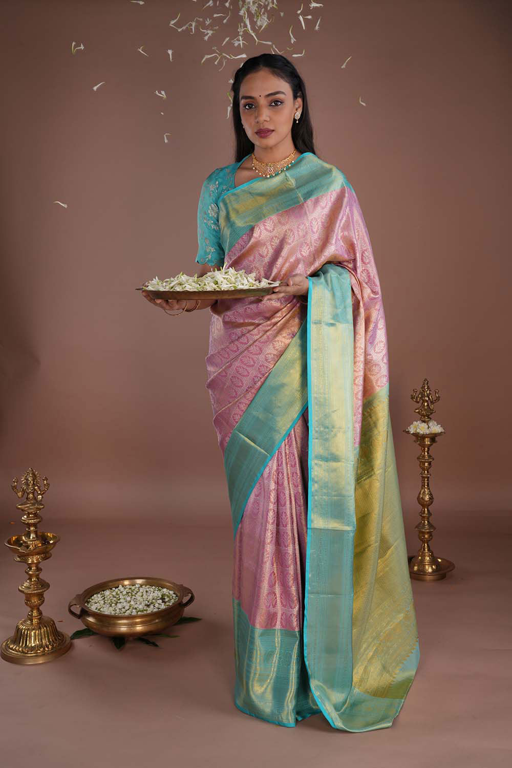 Image of Kanchipattu Brocade Pink Saree