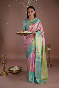 Image of Kanchipattu Brocade Pink Saree