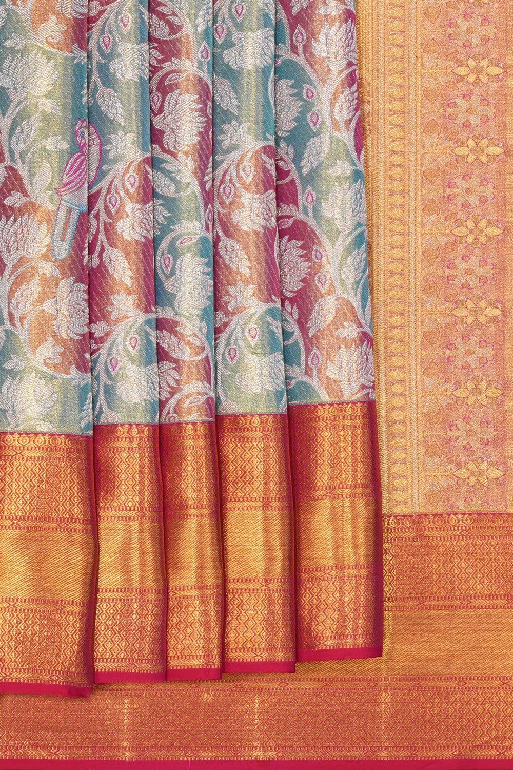 Kanchipattu Tissue Brocade Green Saree