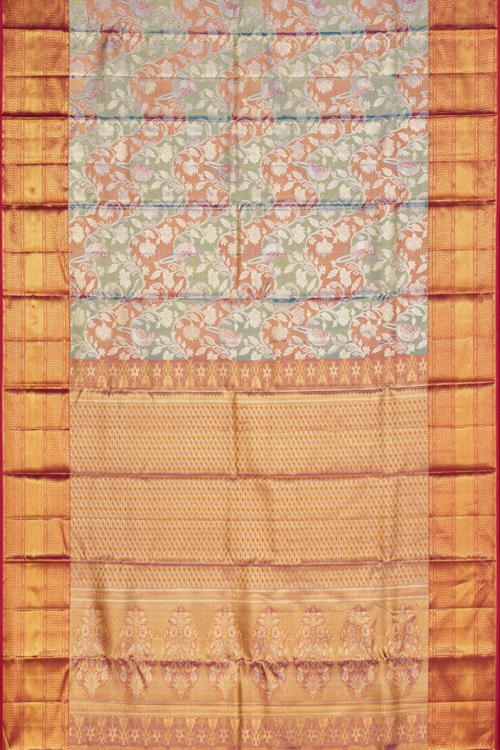 Kanchipattu Tissue Brocade Green Saree