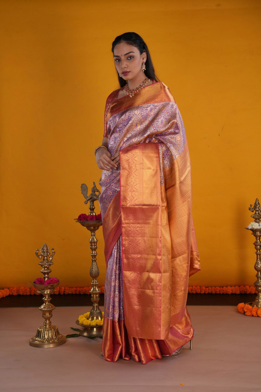 Image of Kanchipattu Tissue Brocade Purple Saree