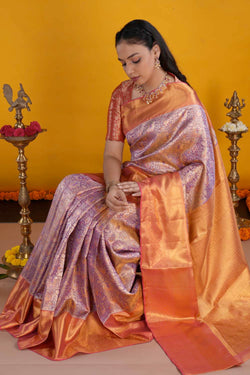 Image of Kanchipattu Tissue Brocade Purple Saree