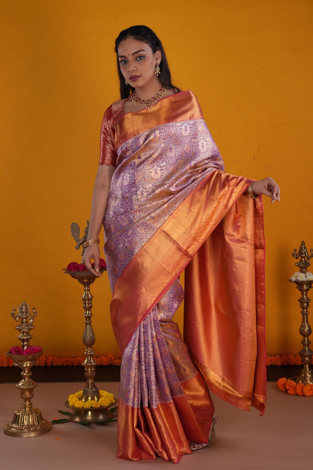 Image of Kanchipattu Tissue Brocade Purple Saree