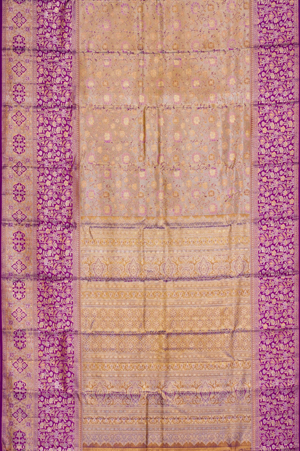 Kanchipattu Tissue Brocade Gold Saree