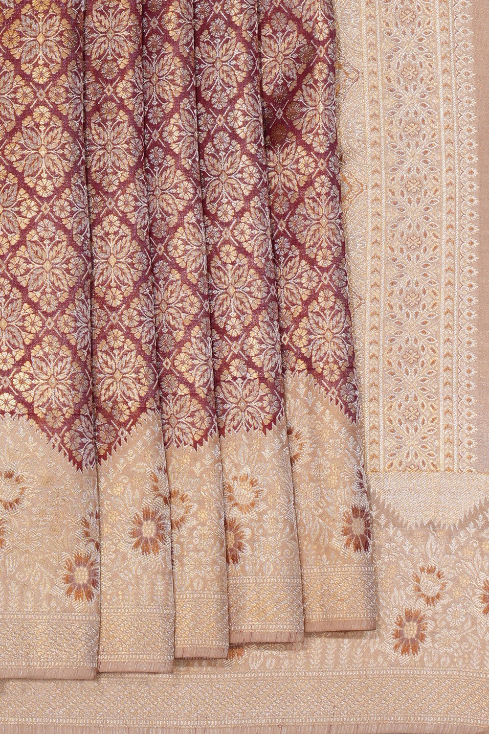 Image of Kanchipattu Tissue Brocade Maroon Saree