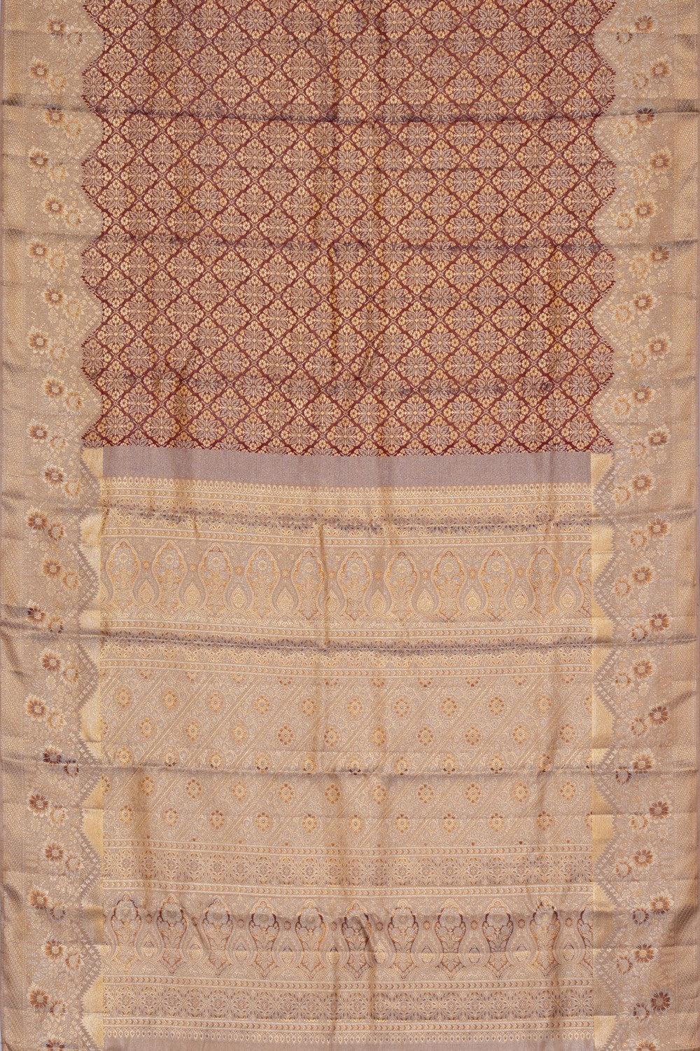 Kanchipattu Tissue Brocade Maroon Saree