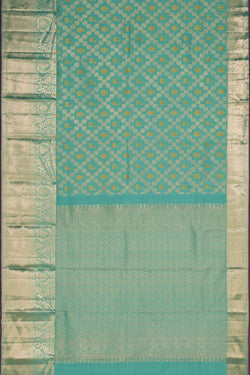 Image of Kanchipattu Brocade Turquoise Green Saree