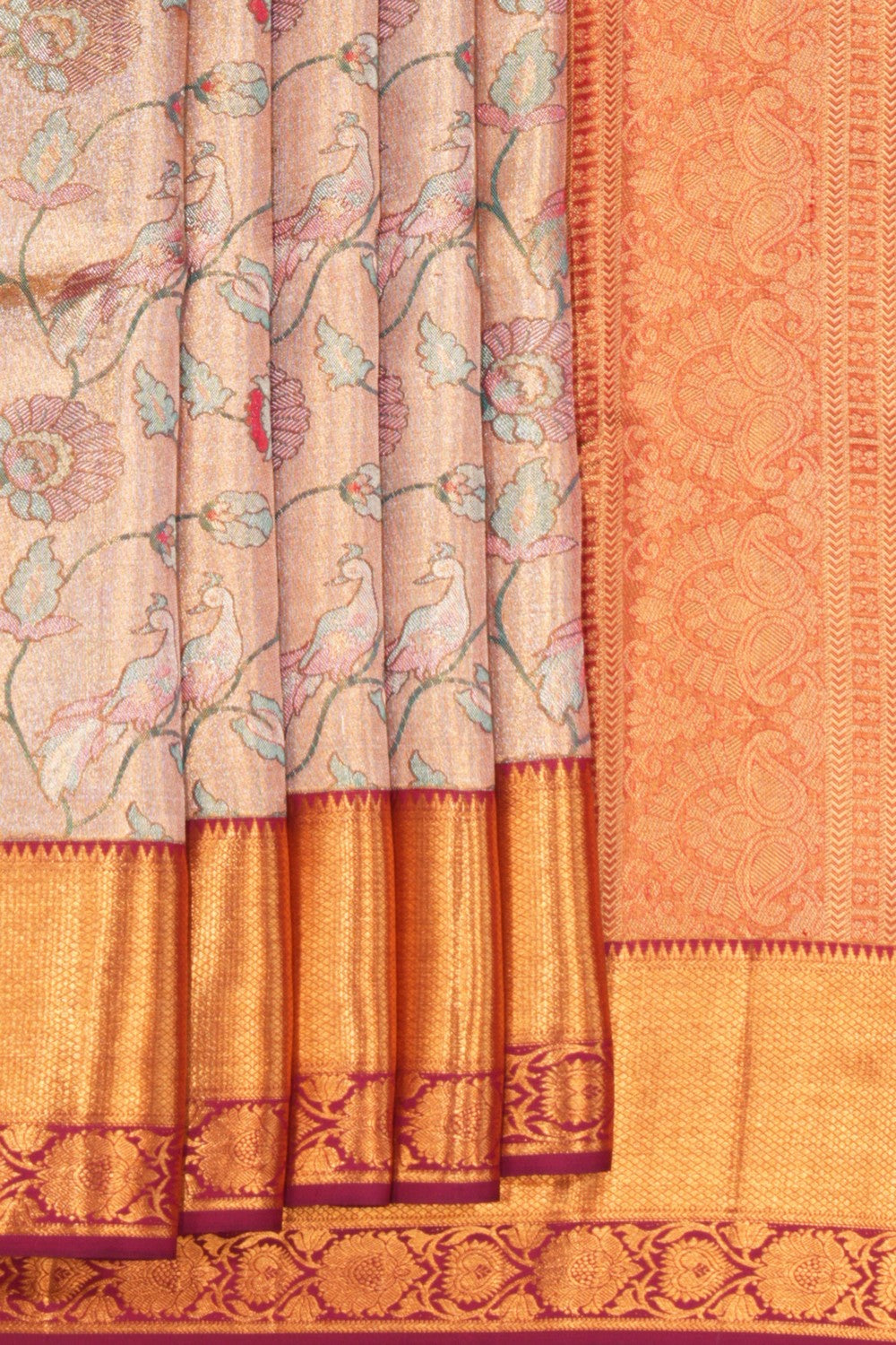 Kanchipattu Tissue Brocade Gold Saree