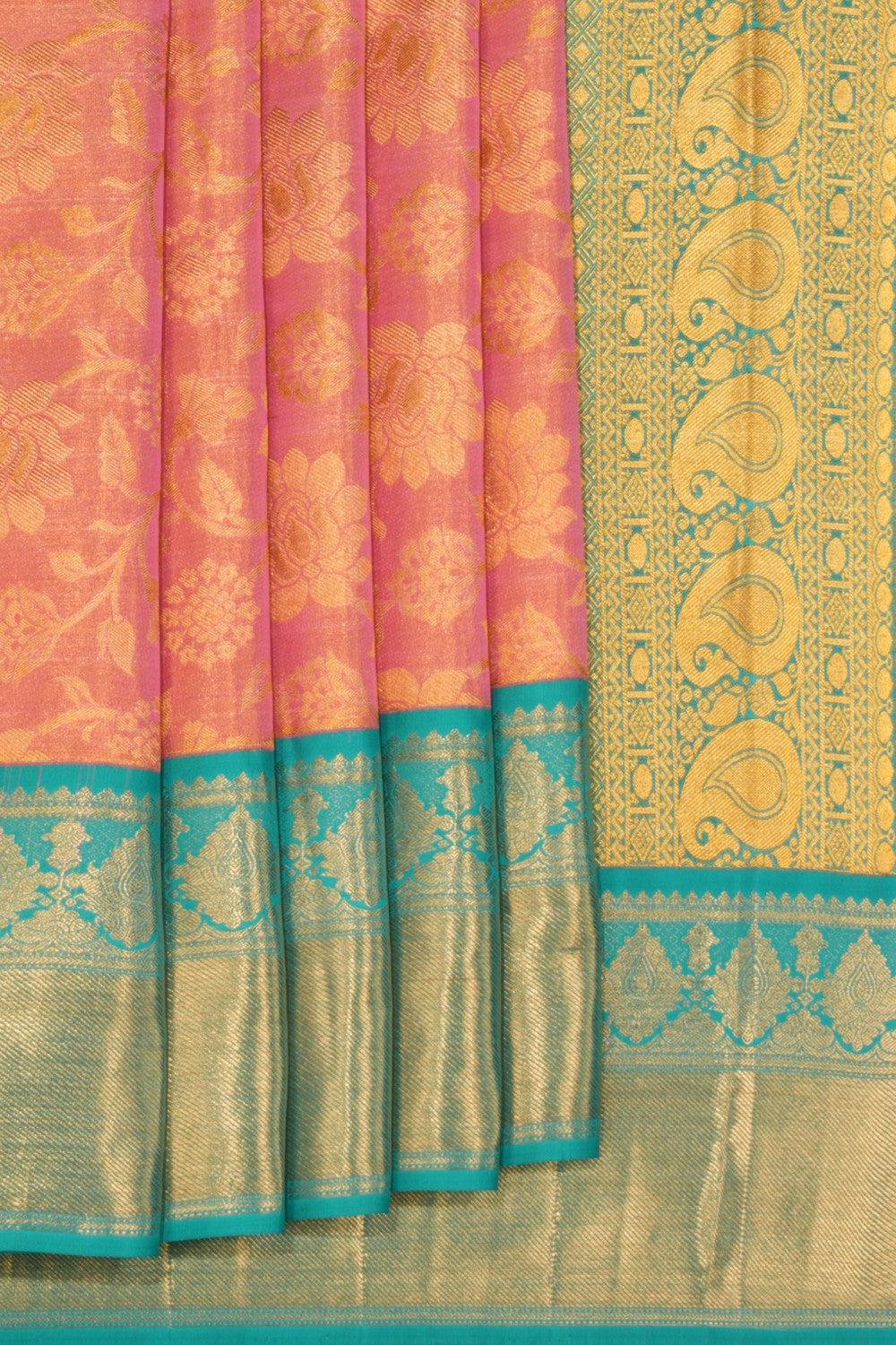 Kanchipattu Tissue Brocade Pink Saree