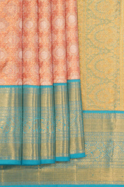 Image of Kanchipattu Tissue Brocade Peach Saree