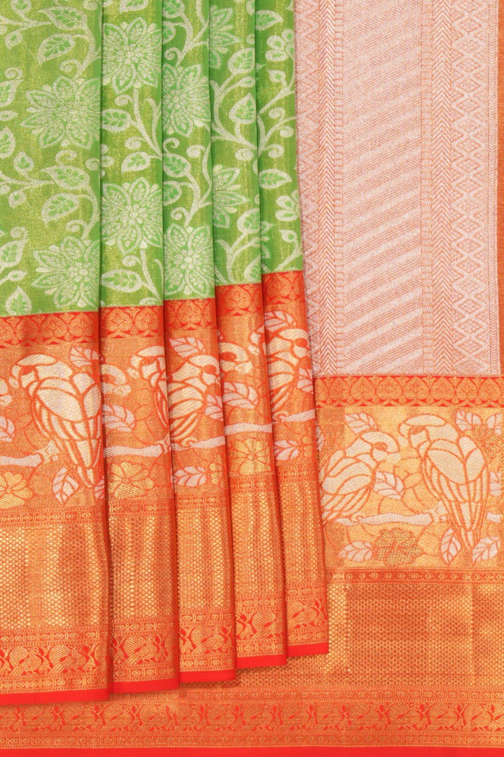 Kanchipattu Tissue Brocade Green Saree