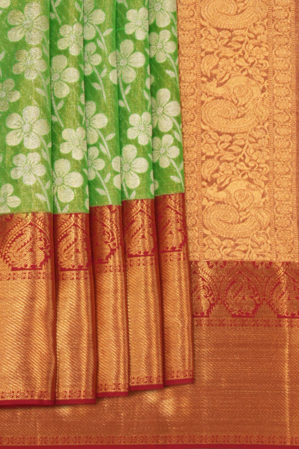 Kanchipattu Tissue Brocade Green Saree