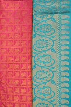 Image of Kanchipattu Brocade Kattam Pink Saree