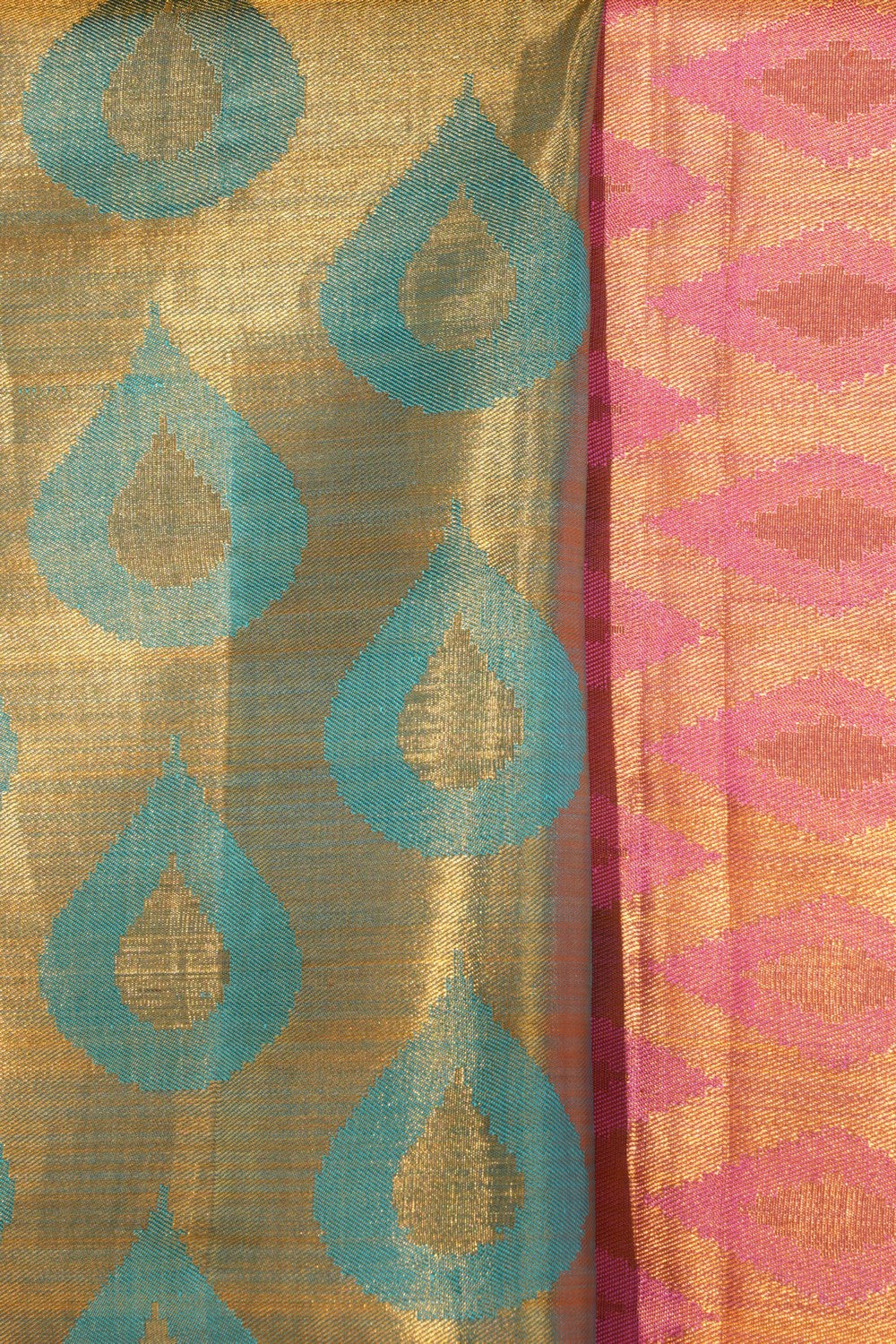 Kanchipattu Tissue Brocade Aqua Blue Saree