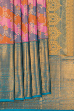 Image of Kanchipattu Tissue Brocade Multi-Colour Saree