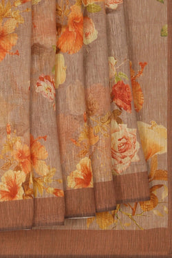 Image of A Floral Print Linen Sare